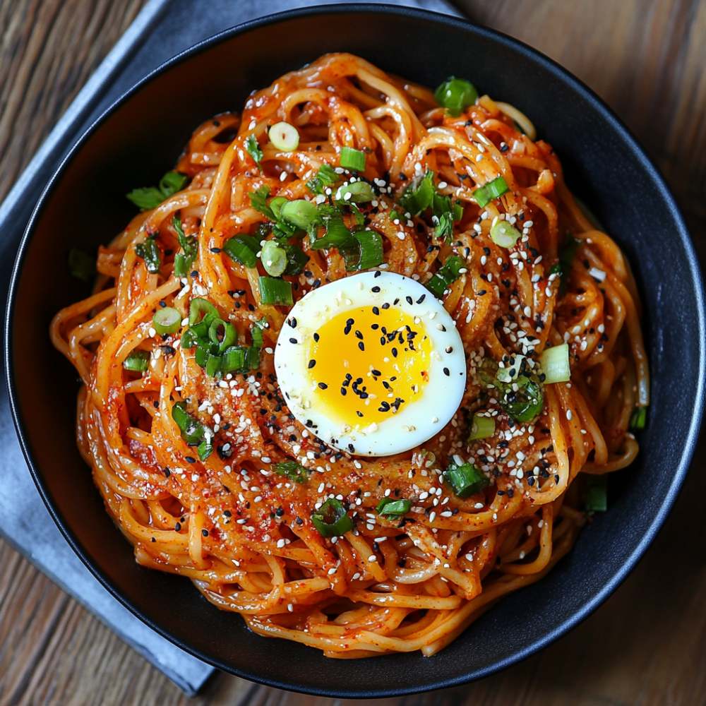 Easy Spicy Gochujang Noodles with Soft-Boiled Egg