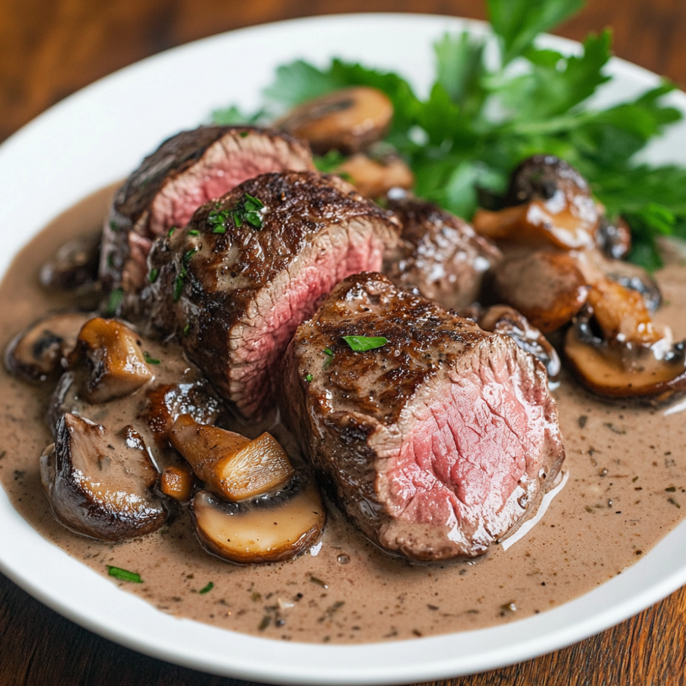 Pan-Seared Beef Tenderloin with Mushroom Sauce: Sous Vide Beef Wellington Alternative