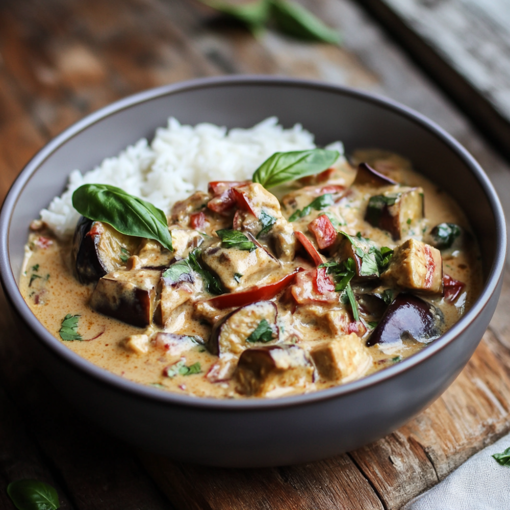 Simple Creamy Thai Eggplant & Tofu Curry