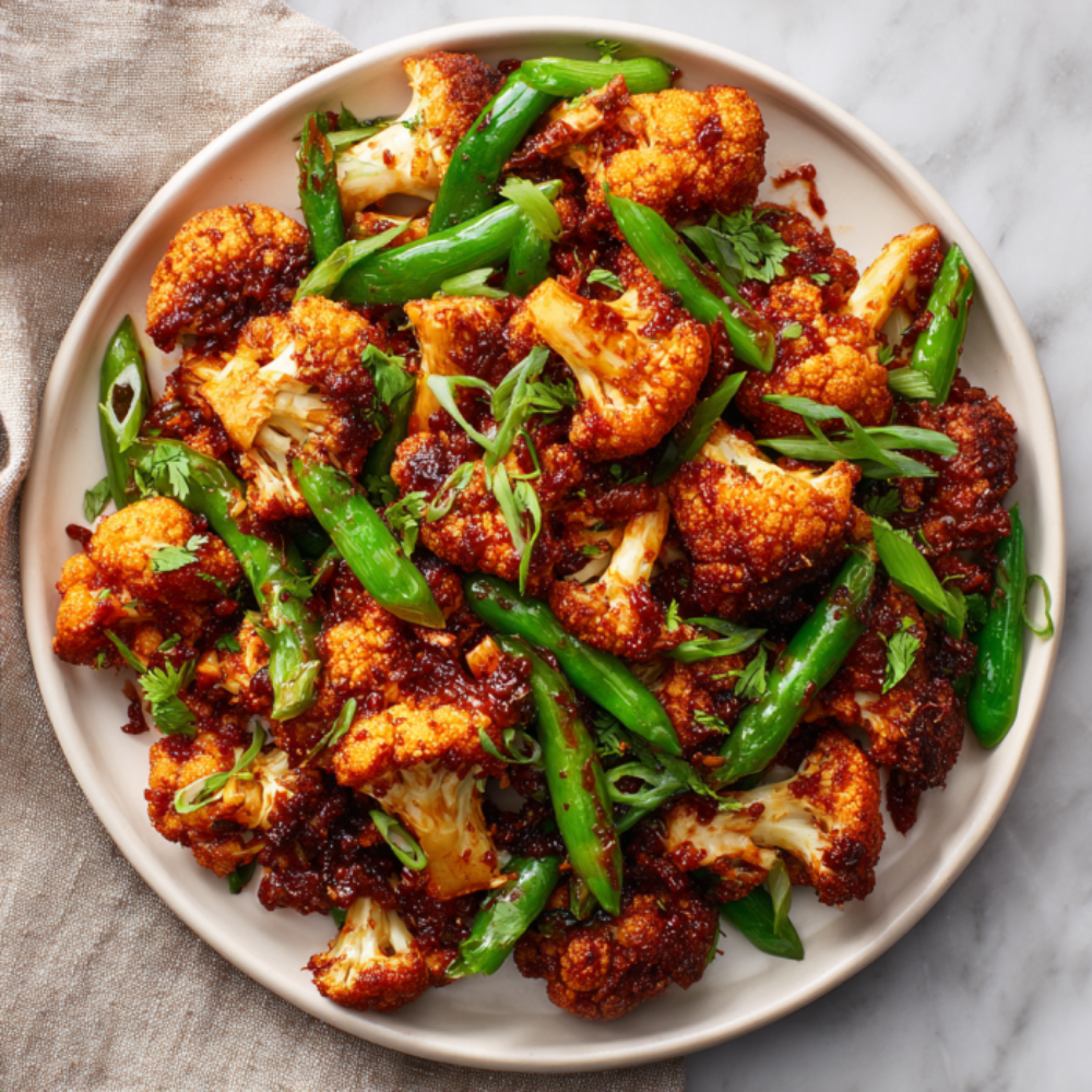 Air-Fryer Gochujang Cauliflower & Snap Peas
