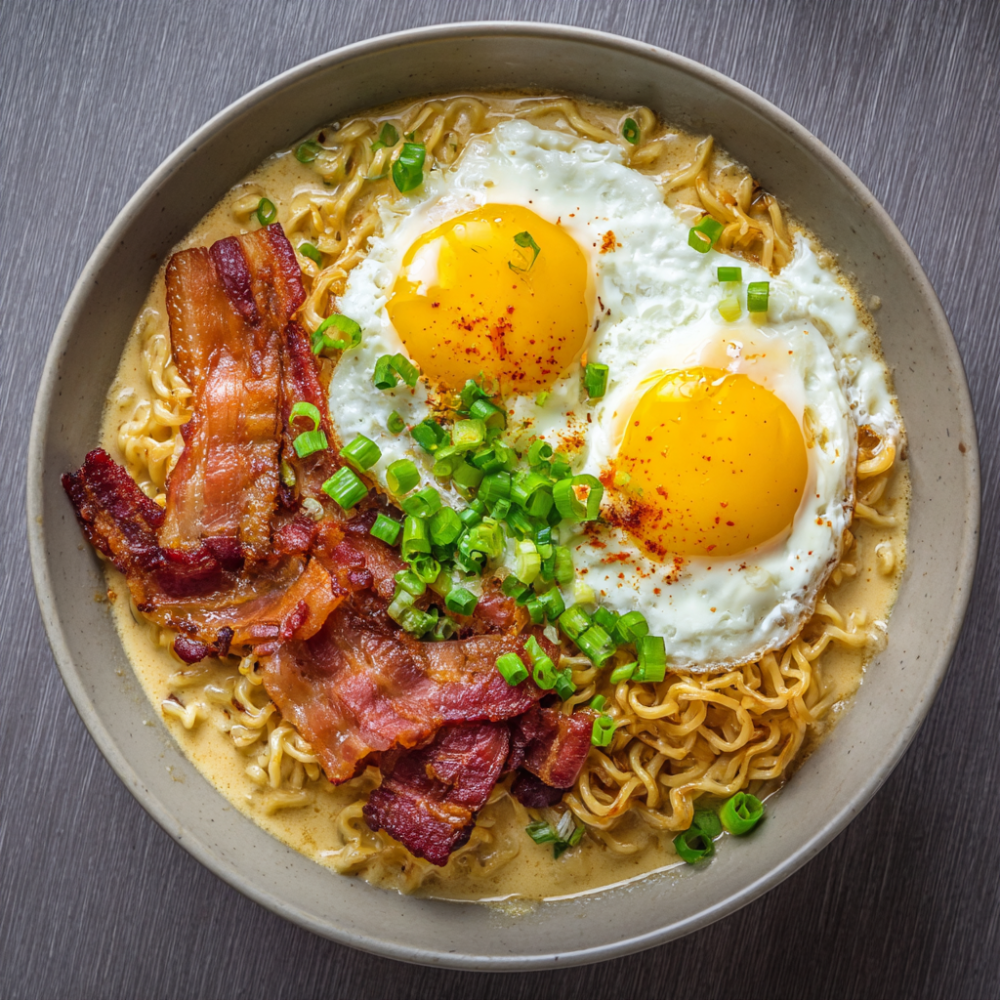 Low-Carb Cheesy Ramen Carbonara
